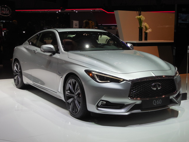 ▲2016年1月にデトロイトで発表された、日産の上級ブランド、インフィニティのクーペ、Q60（スカイラインクーペ）が、ここジュネーブにも登場。日本市場にも投入が待たれるモデルだ