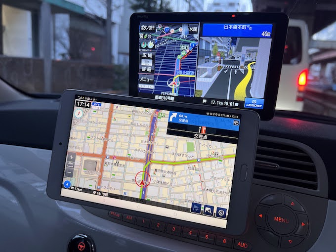 ナビアプリとポータブルカーナビの同時テスト